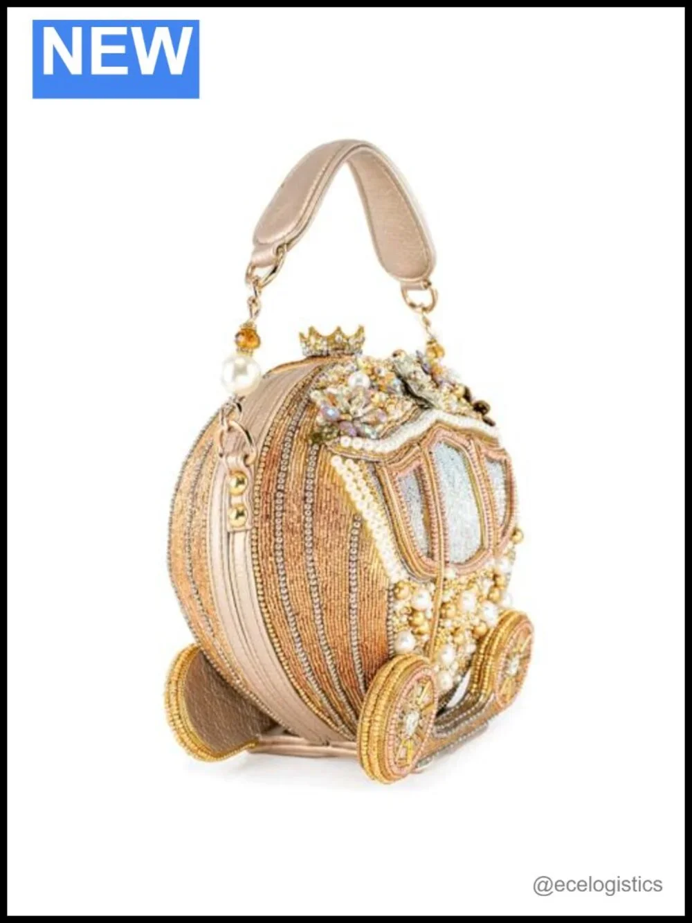 Mary Frances Dream Big Carriage Beaded Crossbody Bag Faux Leather